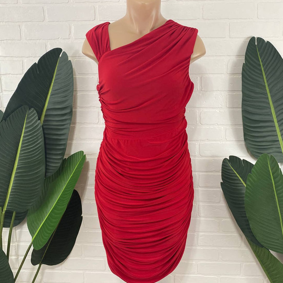 Scarlett Nite Dresses & Skirts - Scarlett Nite red ruched bodycon dress